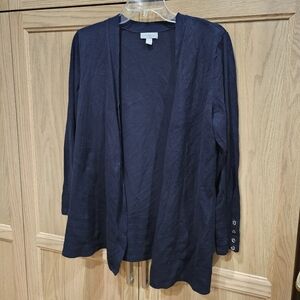 Women's L Charter Club Black 3/4 sleeve open cardigan